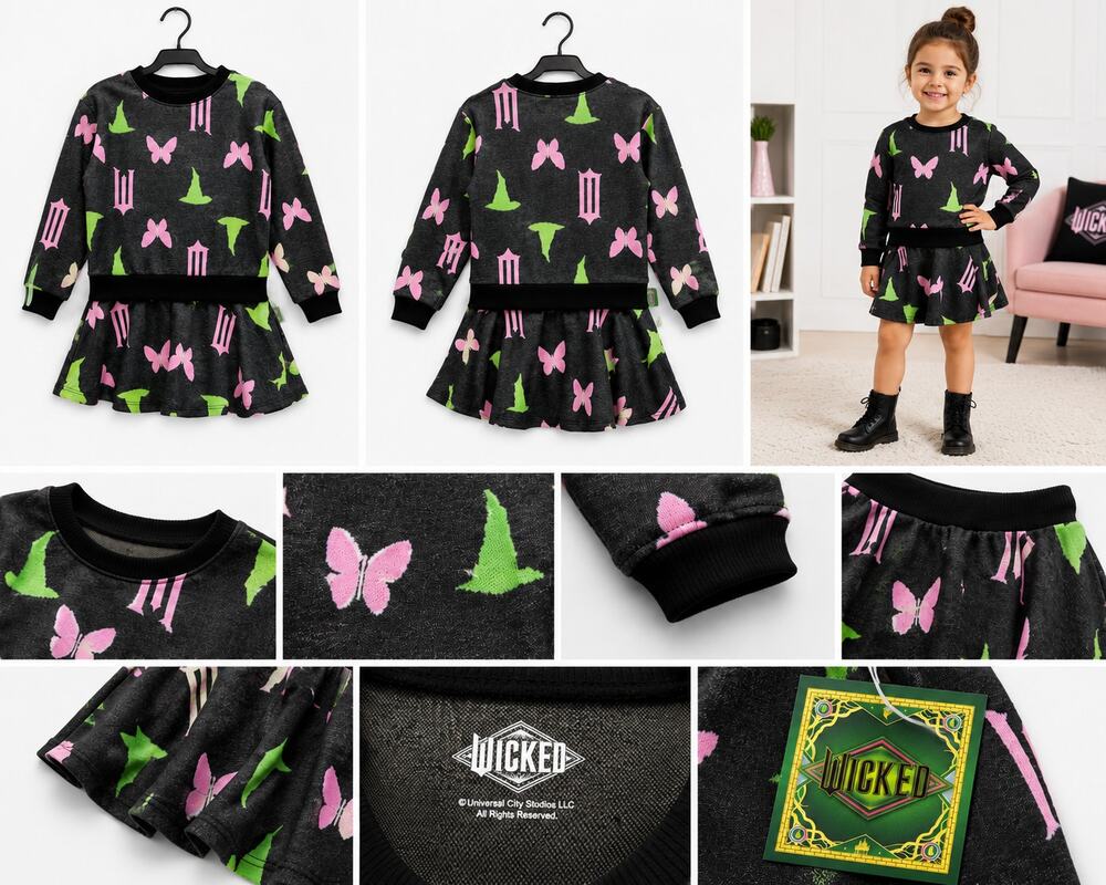 Wicked Toddler Girls 2-Piece Sweatshirt & Skater Skirt Set – Size 3T